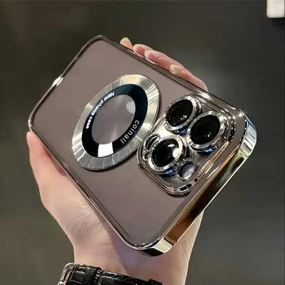 New Luxury Transparent Magnetic Wireless Charging Phone Case For IPhone 16/15/14/13/12/11 Pro Max Plus With Lens Protector Shock