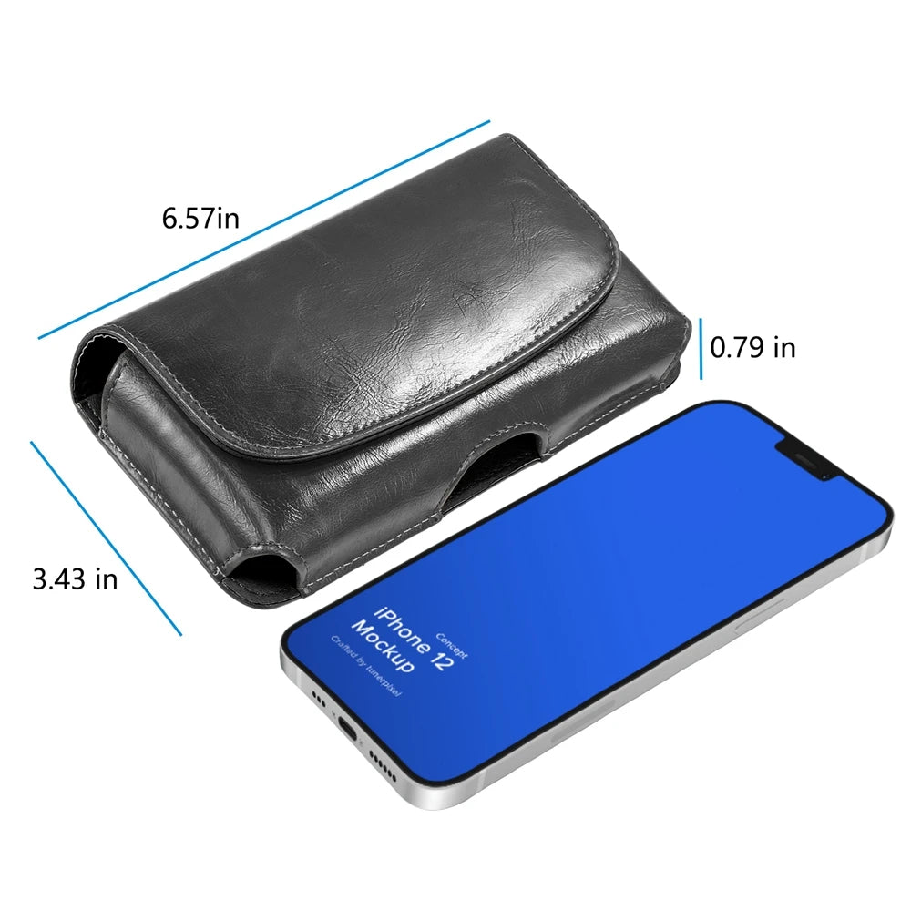 Universal Leather Horizontal 6.7'' inch Pouch Case Belt Clip Holster For iPhone Samsung Xiaomi Redmi Huawei Nokia LG Cell Phones