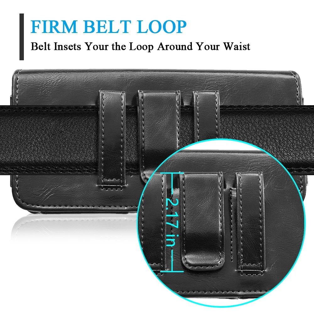 Universal Leather Horizontal 6.7'' inch Pouch Case Belt Clip Holster For iPhone Samsung Xiaomi Redmi Huawei Nokia LG Cell Phones