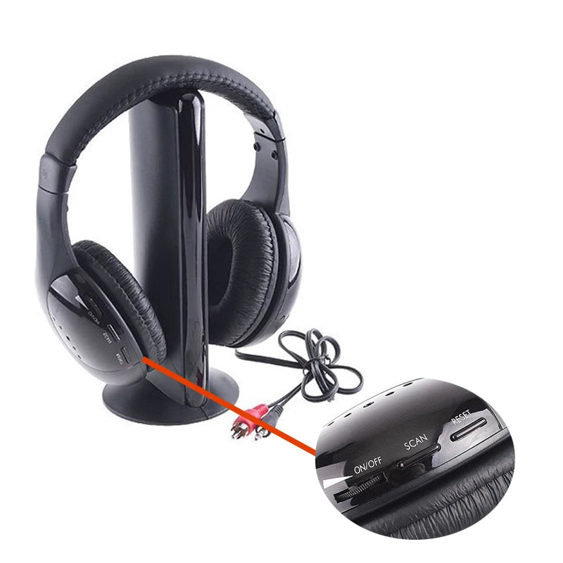 Fashion HI-FI Headphone 5 in 1 Wireless Earphone Headphone headset FM Radio for MP4 PC TV CD