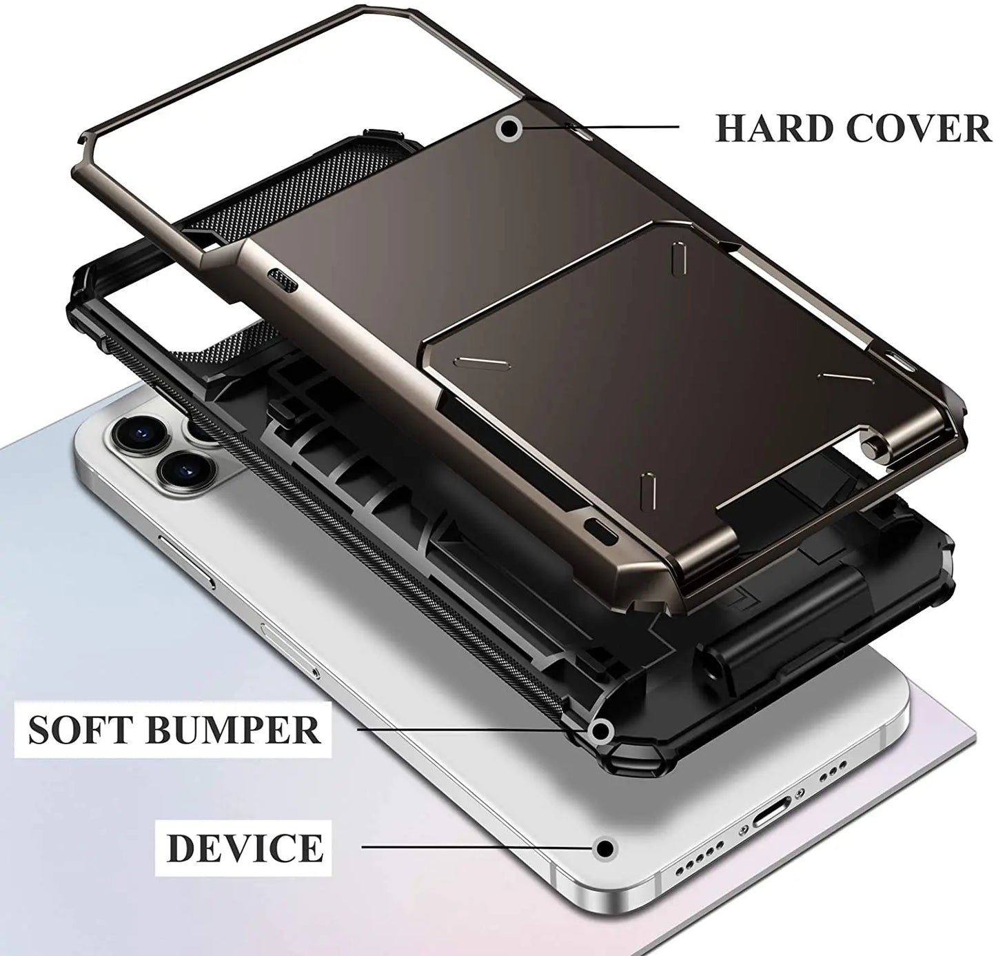 Card Slots Wallet Case For iPhone 15 Pro Max iPhone 15 Plus Pro 2023 Cover Slide Armor Wallet Card Slots Holder