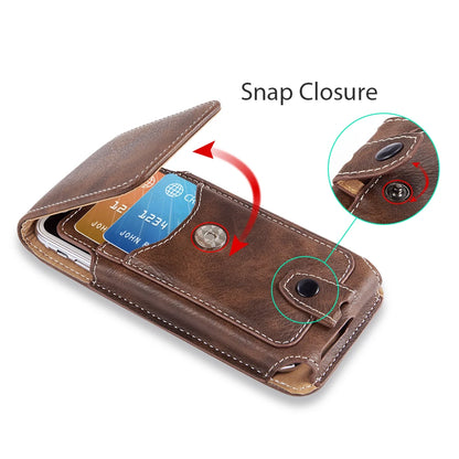 Vertical Leather Universal Cell Phone Holster Bag Belt Clip Loop Pouch Wallet Case Cover for Samsung iPhone Xiaomi Huawei LG