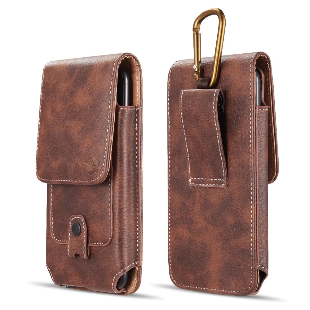 Vertical Leather Universal Cell Phone Holster Bag Belt Clip Loop Pouch Wallet Case Cover for Samsung iPhone Xiaomi Huawei LG