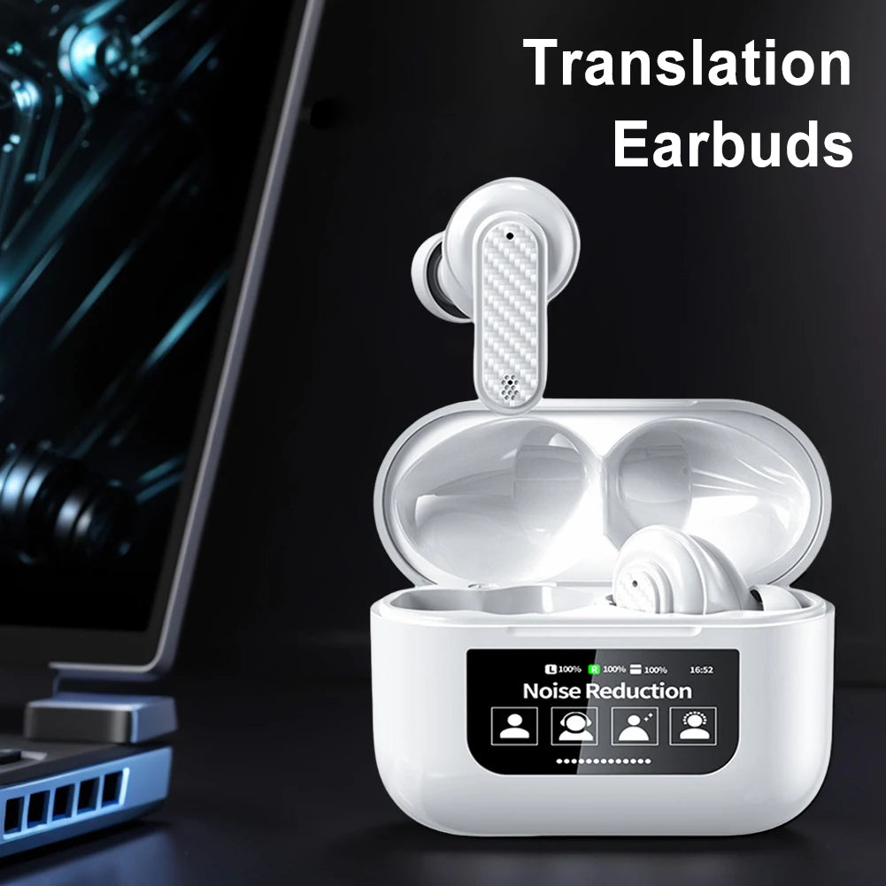 Wireless Real Time Translator Earbuds Smart Touch Screen Translator Headset 144 Languages Translation Earphones Stereo Earbuds ﻿