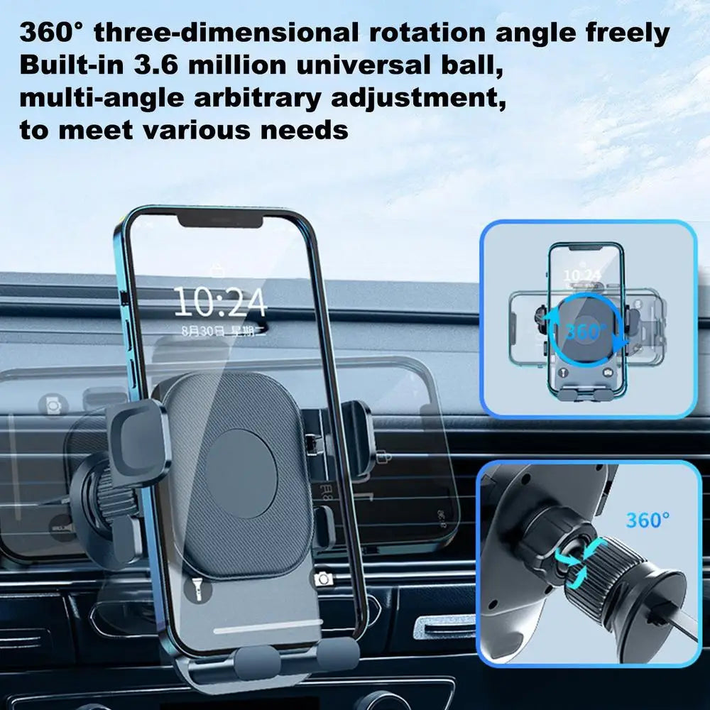 Car Vent Phone Holder 360-Degree Rotating Non-Slip Air Outlet Phone Holder Gravity Sensing Stand For 4-7 Inch Smartphones