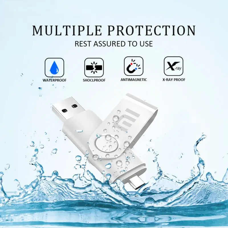 Xiaomi Metal U Disk 2TB Portable Pen Drive 1TB High Speed USB 3.0 Type-C Interface Waterproof 1TB 512GB Memoria Usb Flash Disk