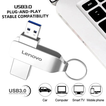 Lenovo 2TB USB 3.0 Flash Drive 2TB High-Speed Pen Drive 16TB 64TB Metal Waterproof Type-C PenDrive for Computer Storage Device