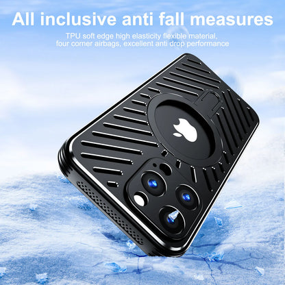 shockproof Heat sink phone case metal Stand magnetic suction mobile phone case for iphone 13 14 15 16 cover