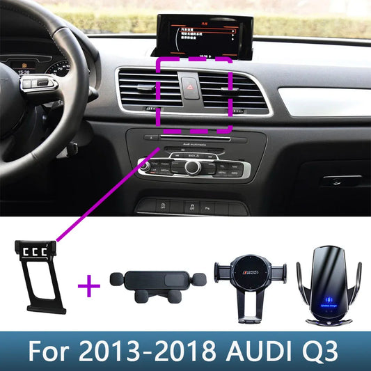 For AUDI Q3 2013 2014 2015 2016 2017 2018 Car Phone Holder Special Fixed Bracket Base Wireless Charging Interior Accessories