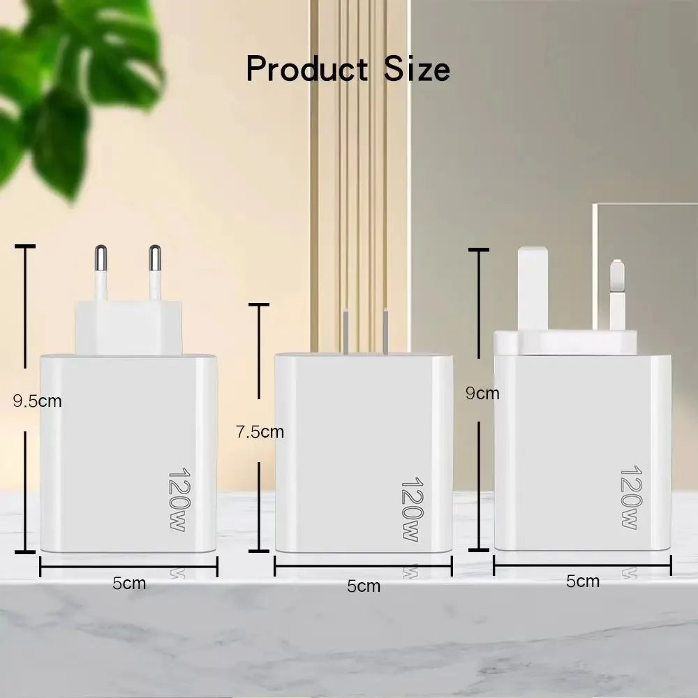 Xiaomi 120W Charger Fast Charging PD QC 3.0 USB Type C Charger Fast Charging EU/US/UK Plug Adapter For iphone 15 Samusng S23