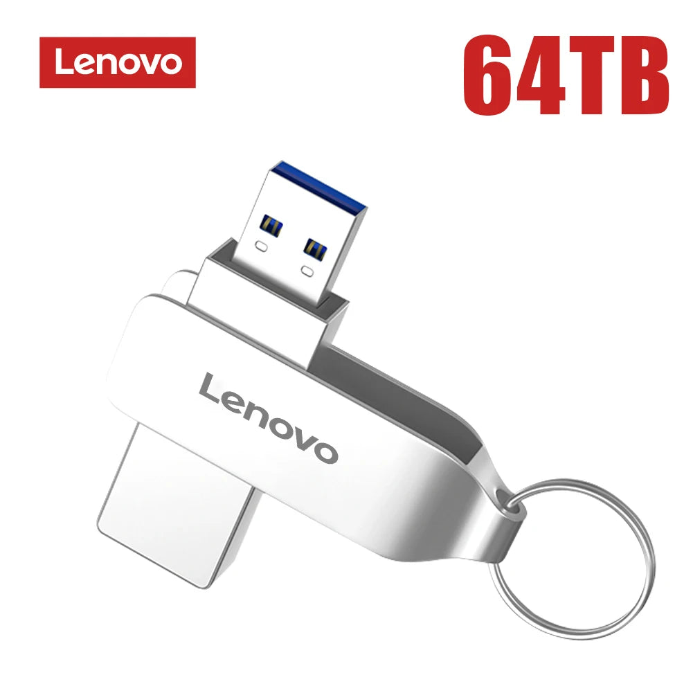 Lenovo 2TB USB 3.0 Flash Drive 2TB High-Speed Pen Drive 16TB 64TB Metal Waterproof Type-C PenDrive for Computer Storage Device