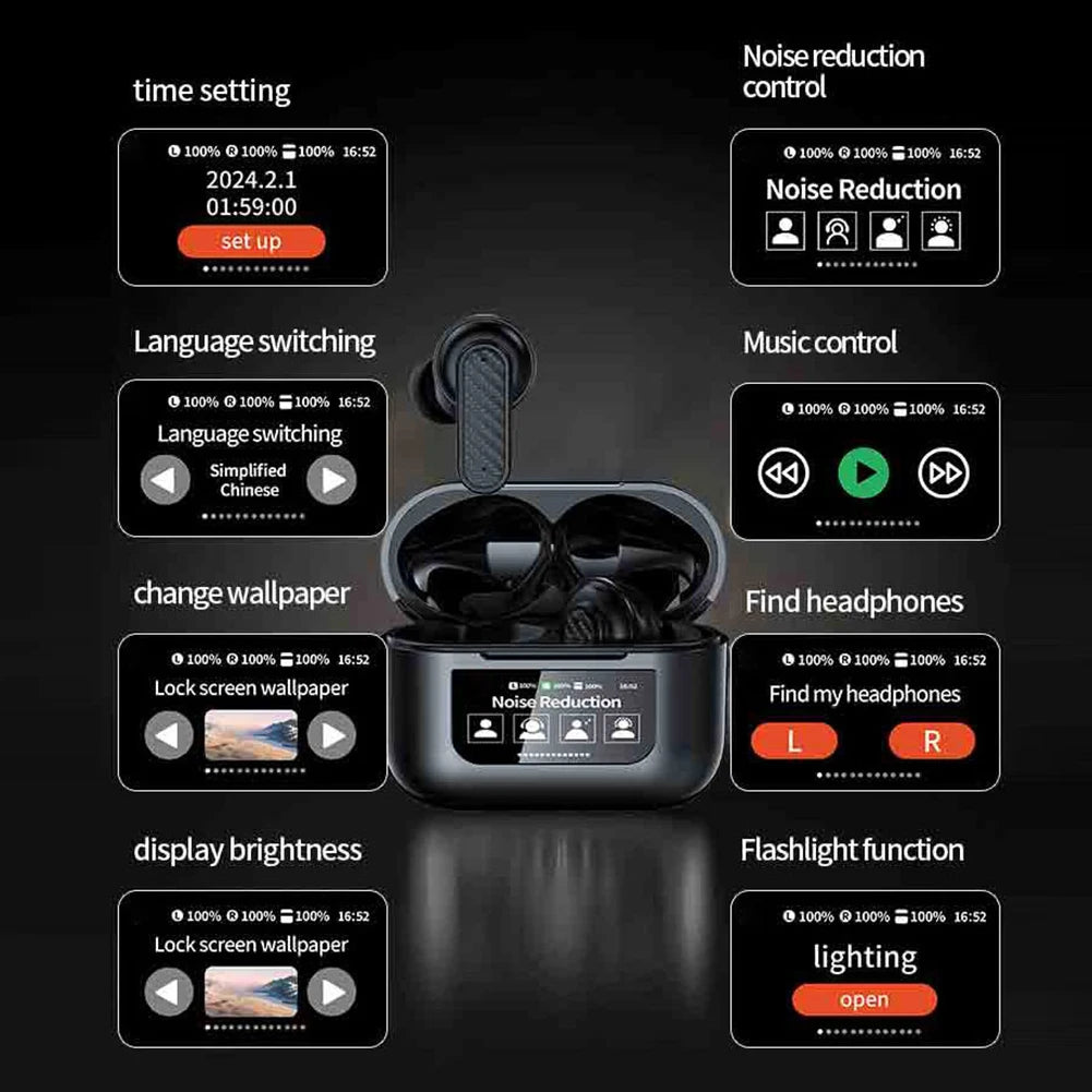 Wireless Real Time Translator Earbuds Smart Touch Screen Translator Headset 144 Languages Translation Earphones Stereo Earbuds ﻿