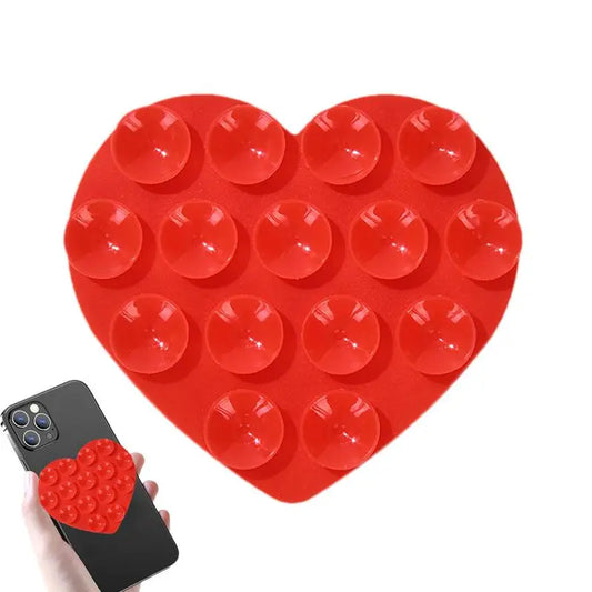 Heart Suction Cup Phone Mount Sticky Mobile Phone Stand Strong Grip Holder Silicone Double-Sided Phone Case For Selfies