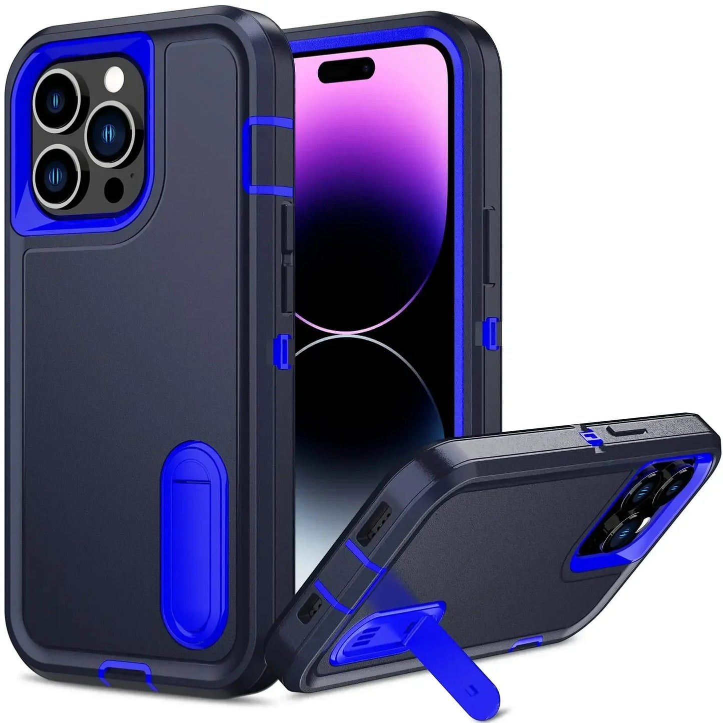 Case For iPhone 16 15 14 13 12 11 Pro Max XS XR 8 Plus Heavy Duty Shockproof Anti-Scratch Rugged Protective with Kickstand Cover