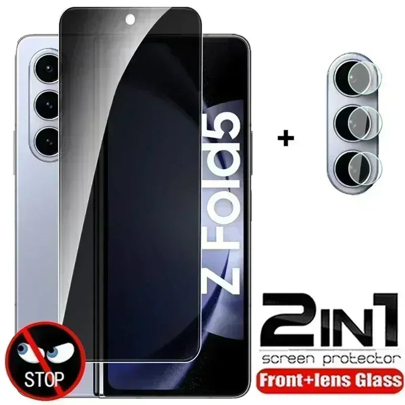 4in1 Tempered Glass For Samsung Galaxy Z Fold 5 Privacy Screen Protector Camera Lens Protective Film Z Fold 5 4 Z Fold 6 Glass