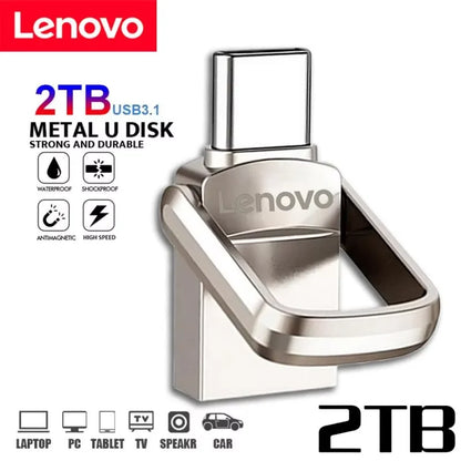 Lenovo 2TB Usb 3.0 Flash Drives High Speed Metal Pendrive 1TB 512GB 256GB Portable Usb Drive Waterproof Memoria Usb Flash Disk