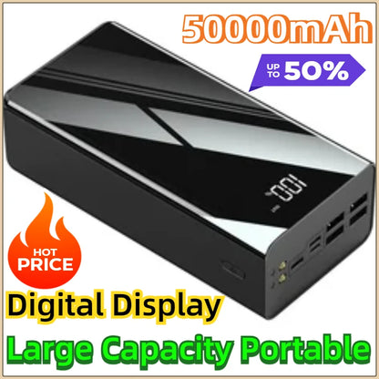 Powerbank Large Capacity Portable Charger External Battery Power Banks Digital Display Power Bank Universal Power Bank 50000mAh