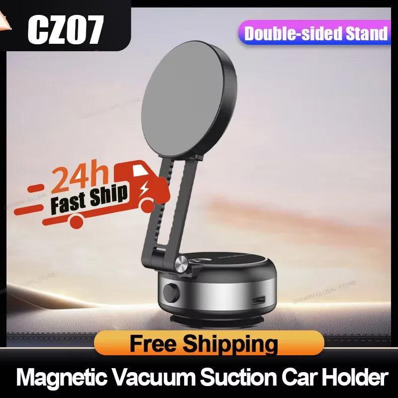 2024 New CZ07 Vacuum Car Phone Holder For iPhone Samsung Xiaomi Magnetic Suction Cup Phone Mount Universal Folding Phone Stand