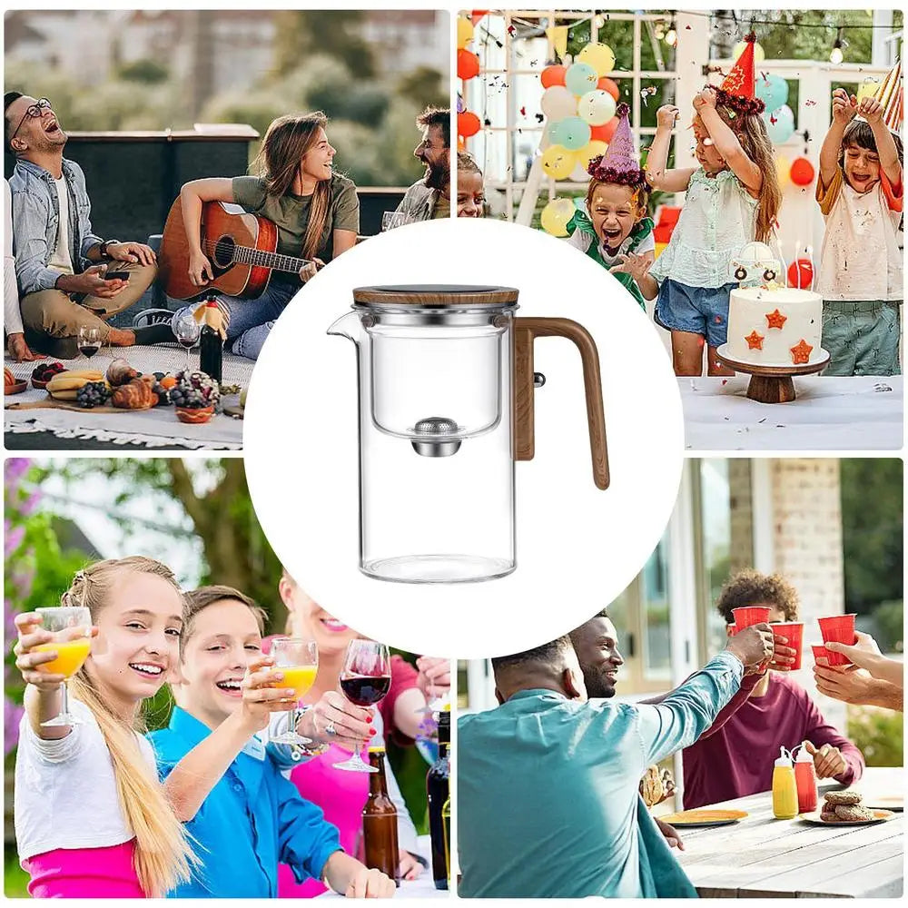 Water Separation Inner Container Teapot One Click Magnetic SwitchTea Separation Filtration Glass Tea Pot Wood Handle Tea