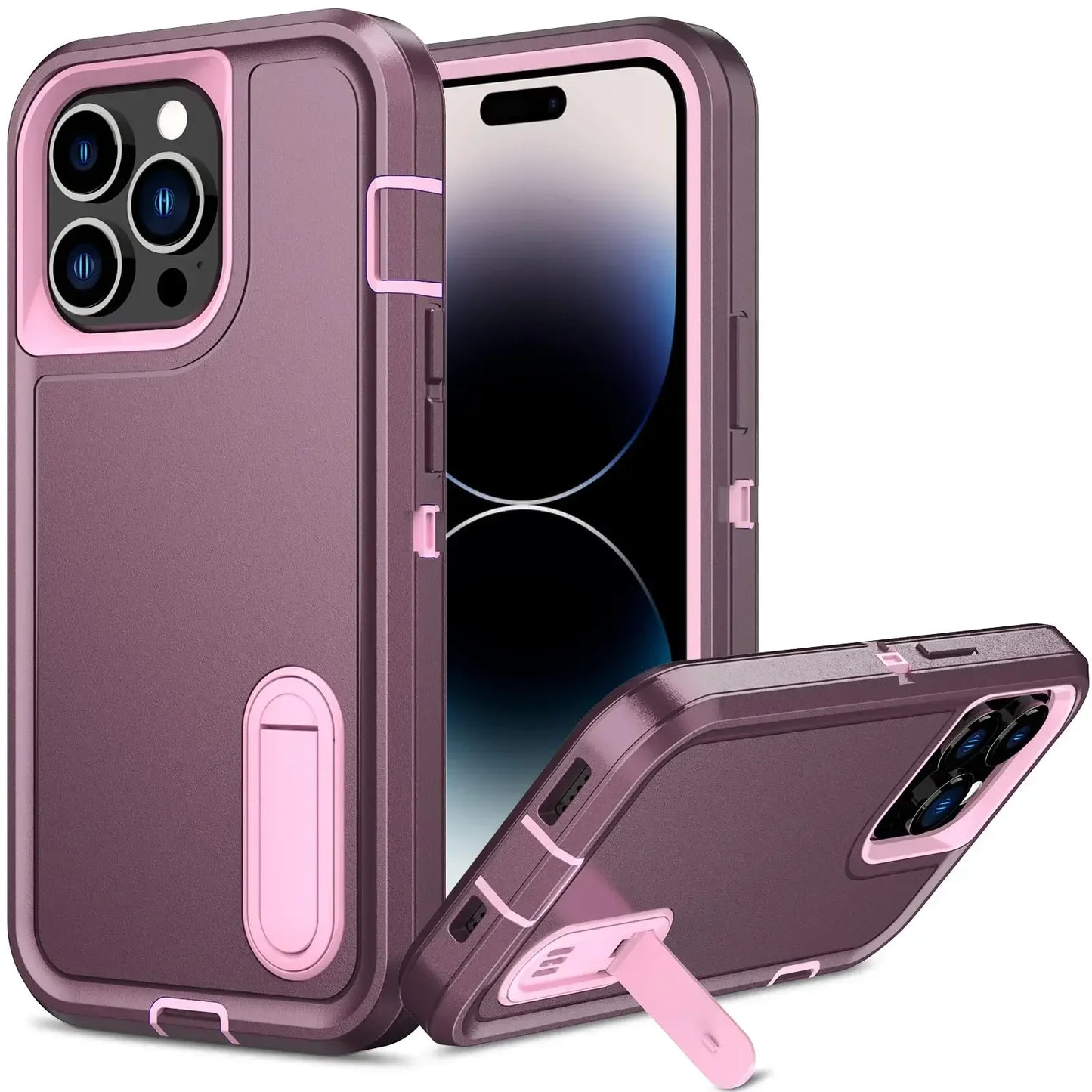 Case For iPhone 16 15 14 13 12 11 Pro Max XS XR 8 Plus Heavy Duty Shockproof Anti-Scratch Rugged Protective with Kickstand Cover