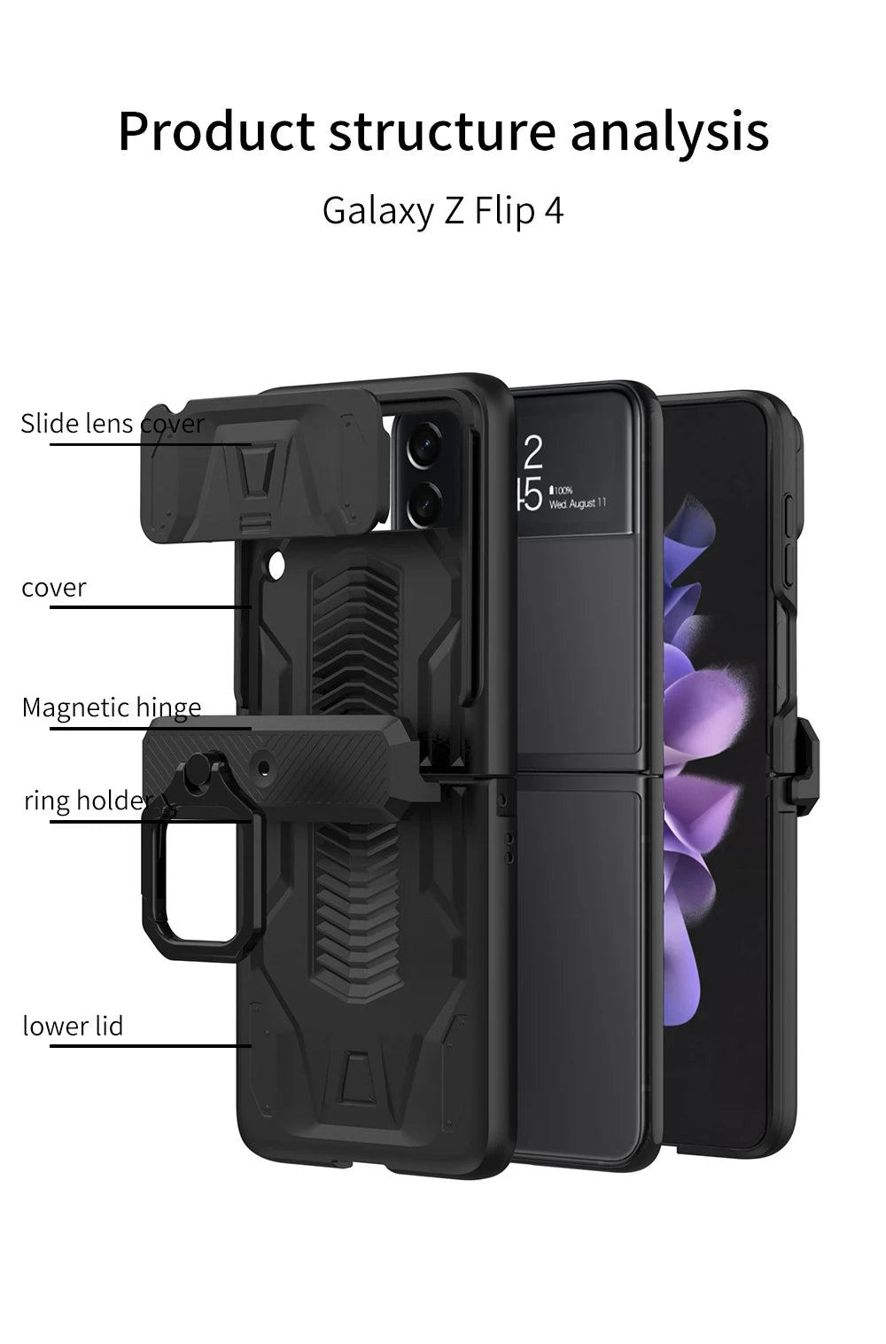 Magnetic Hinge All-Package Case For Samsung Galaxy Z Flip 4 Case Back Slide Camera Protection Hard Cover For Galaxy Z Flip3