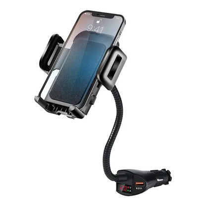 3 In 1 Car Cigarettes Lighter Phone Holder Dual USB Car Charger With Voltage Detector Adjustable Cell Phone Holder Stand