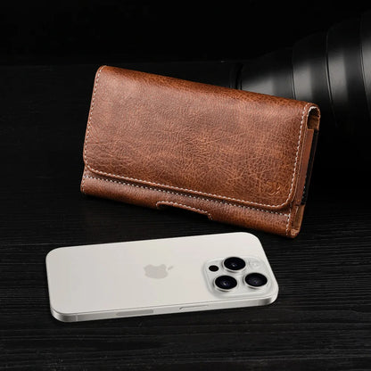 Universal wallet cellphone case belt mobile phone bag hanging waist cover Holster 4.7/5.5/6.3 inch retro leather magnetic pouch