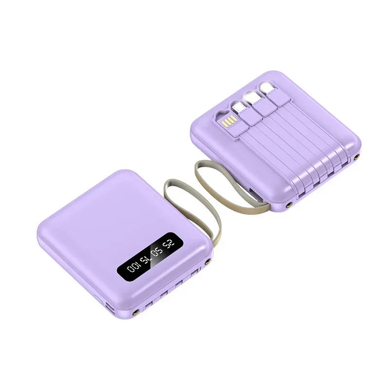 With Built in Cables 10000mah 20000mah Portable Charger Mobile Phone Led Display Mini Power Banks for Smart Tablet Smartphone