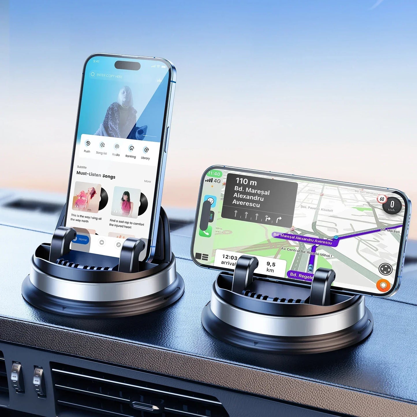 Hipacool Car Phone Holder 360° Rotation Phone Stand Universal Car Bracket Interior Accessories Auto-Clanp Phone Support Holder