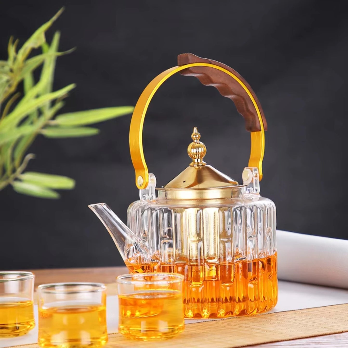 1000ML Glass Tea Pot with Tea Infuser Teapot Gold Heat Resistant Water Kettle  Coffee Flower Tea Teapots  Kitchen Teawear