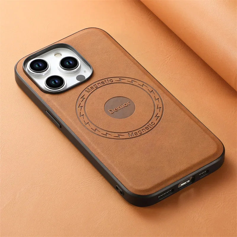 Luxury High Quality Retro Magsafe Magnetic Leather Phone Case For Apple iPhone 16 15 14 13 12 Pro Max Plus 15Pro Max Back Cover