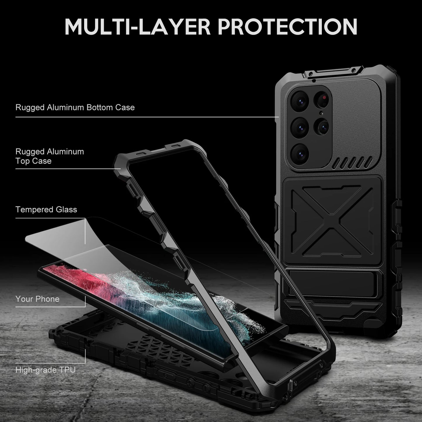 For Samsung Galaxy S23 Ultra Case Heavy Duty Protection Armor Metal Aluminum Phone Case for Samsung Galaxy S23 Shockproof Cover