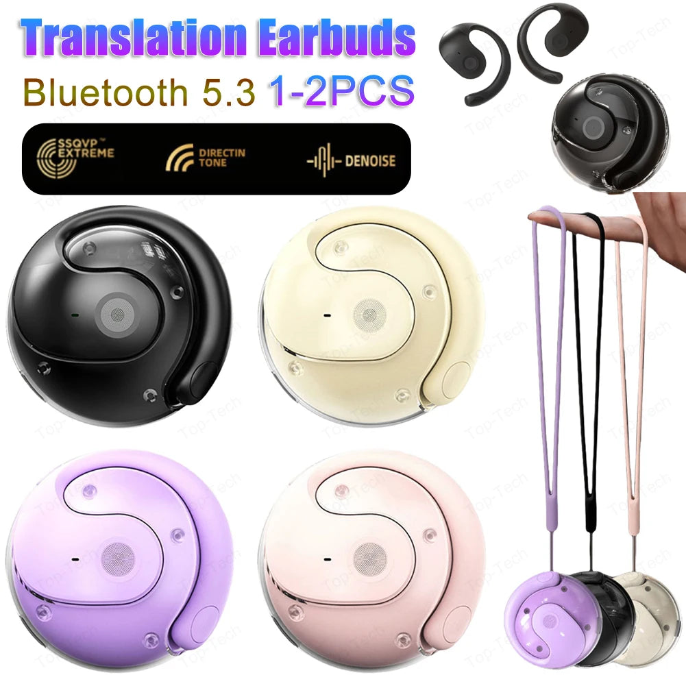 Wireless BT Translation Earbuds Real-time Translation Language Translator Earbuds Earphones for Travel Business and Learning