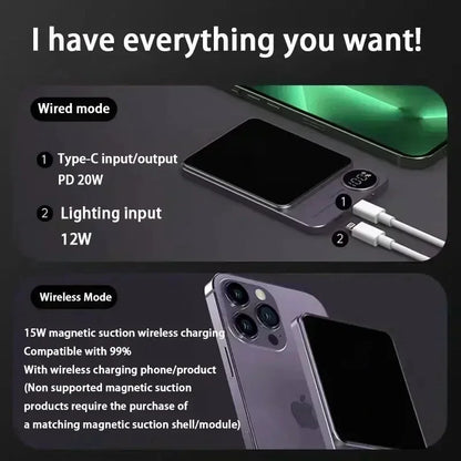 10000mAh Powerbank PD 22.5W Portable Magsafe Power Bank Fast Charge for iPhone 15 14 13 Pro Max External Battery Power Banks