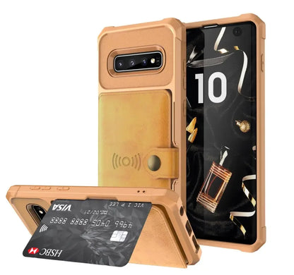 for Samsung Galaxy S20 S9 S10 Plus Note 9 Note 10 Plus Credit Card Case PU Leather Flip Wallet with Photo Holder Hard Back Cover