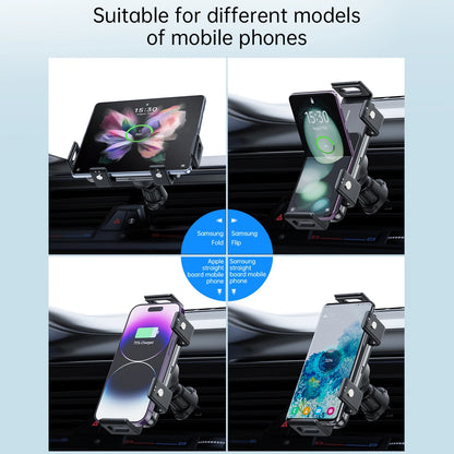 For Samsung Galaxy Z Fold 5 4 3 S23 Ultra S22  Wireless Car Charger Automatic Car Holder Mount For iPhone 15 XIAOMI Pixel 6 7 8