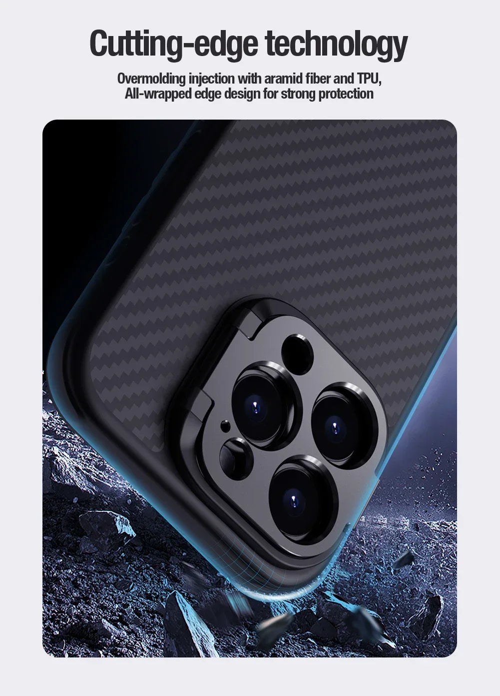 NILLKIN for iPhone 15 Pro Max/15 Pro CarboProp carbon Fiber Case anti fall anti slide Magnetic Phone holder bracket Aramid cover