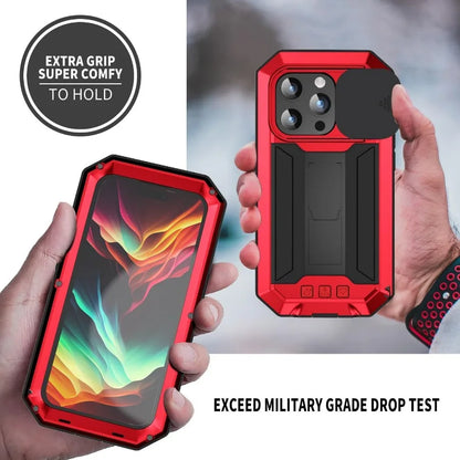 For iPhone 16 15 14 Plus 13 12 11 Pro Max Rugged Aluminum Metal Armor Phone Case Heavy Duty Shockproof Cover Screen Protector