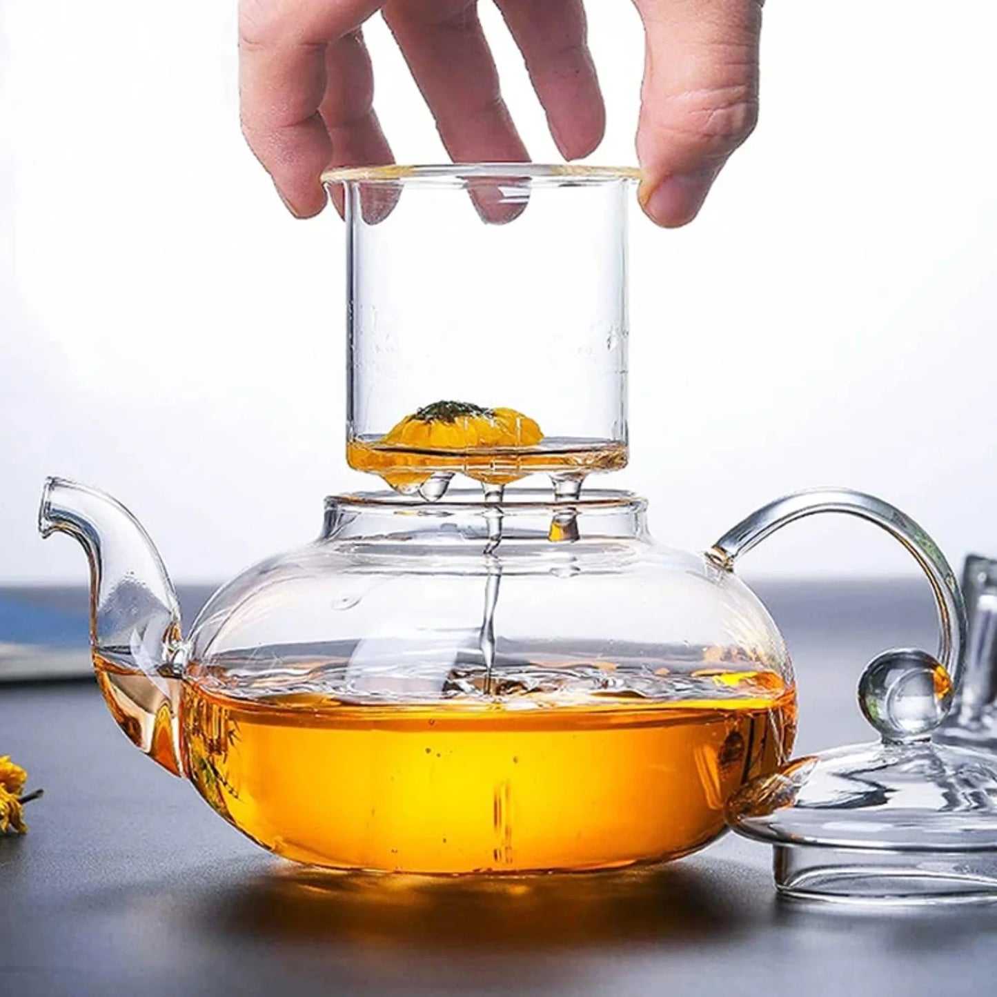 400/600/1000ml Clear Glass Teapot With Removable Infuser Tea Pot Stovetop Safe Loose Leaf And Blooming Tea Maker Heat-resistant