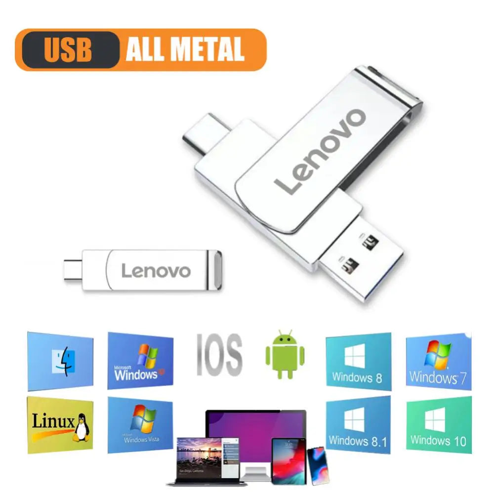 New Lenovo 128TB Mini Pen Drive USB Memory USB Flash Drives 2TB 1TB 16TB TYPE C High Speed Usb 3.0 Waterproof Pendrive U Disk