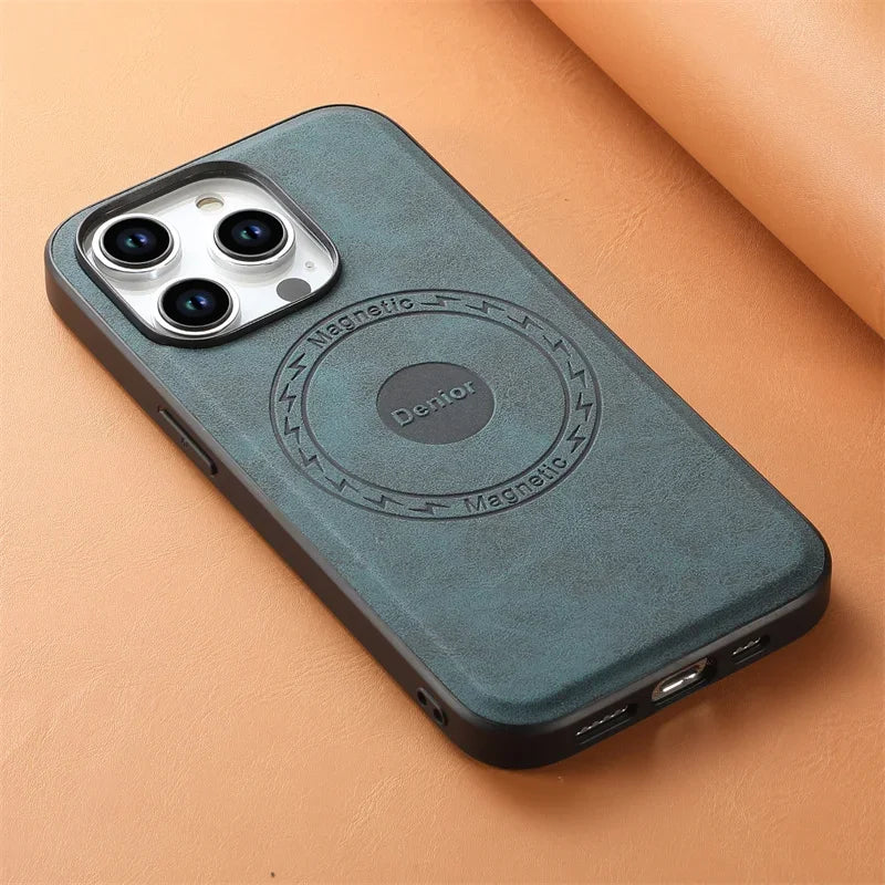 Luxury High Quality Retro Magsafe Magnetic Leather Phone Case For Apple iPhone 16 15 14 13 12 Pro Max Plus 15Pro Max Back Cover