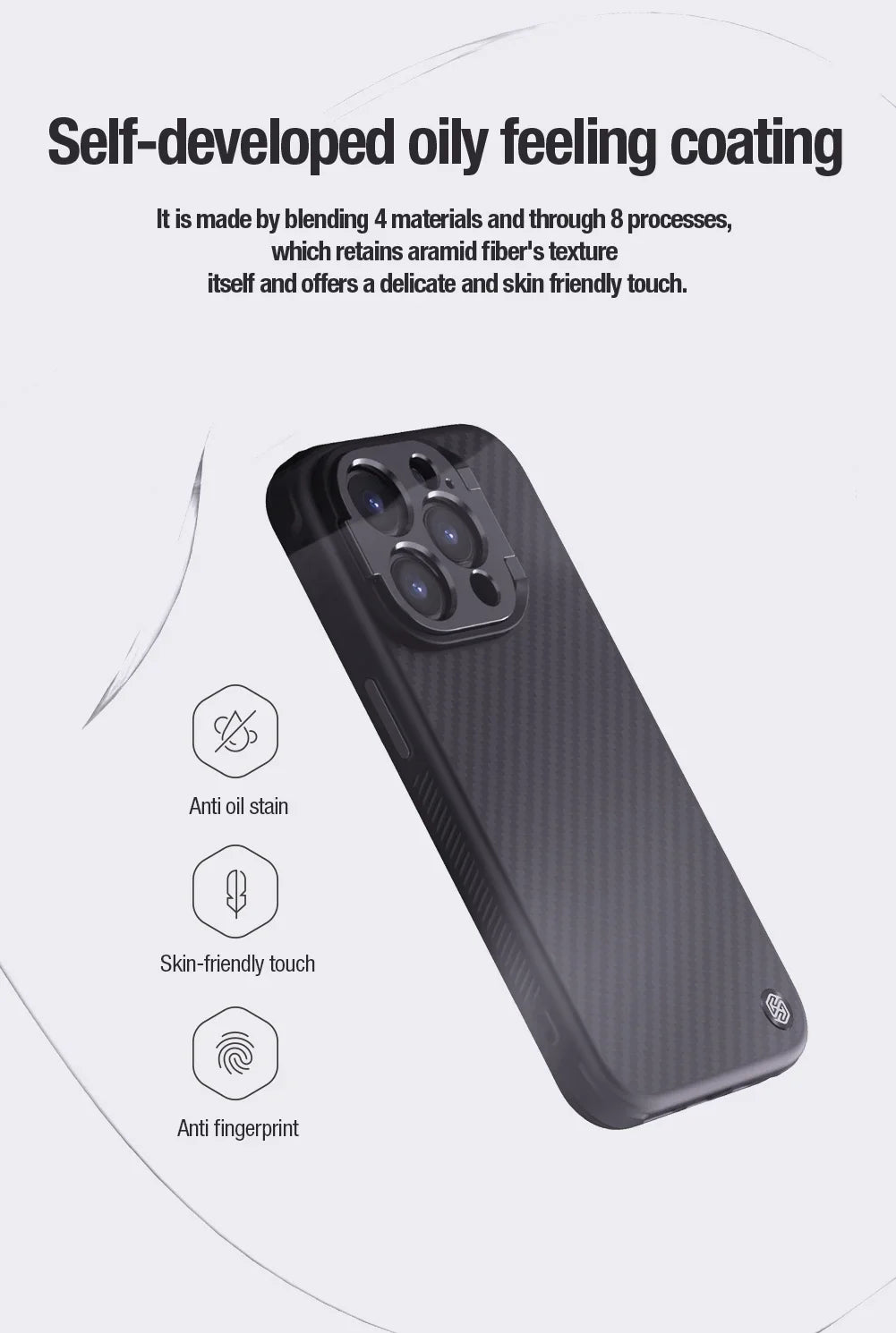 NILLKIN for iPhone 15 Pro Max/15 Pro CarboProp carbon Fiber Case anti fall anti slide Magnetic Phone holder bracket Aramid cover