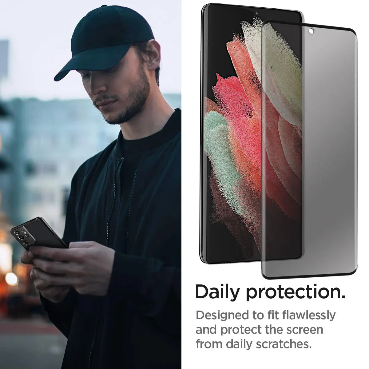 For Samsung Galaxy S21/S21 Plus/S21+/S21 Ultra/S21 FE 5G Case Friendly Anti Spy Privacy Tempered Glass Screen Protectors 2-Pack