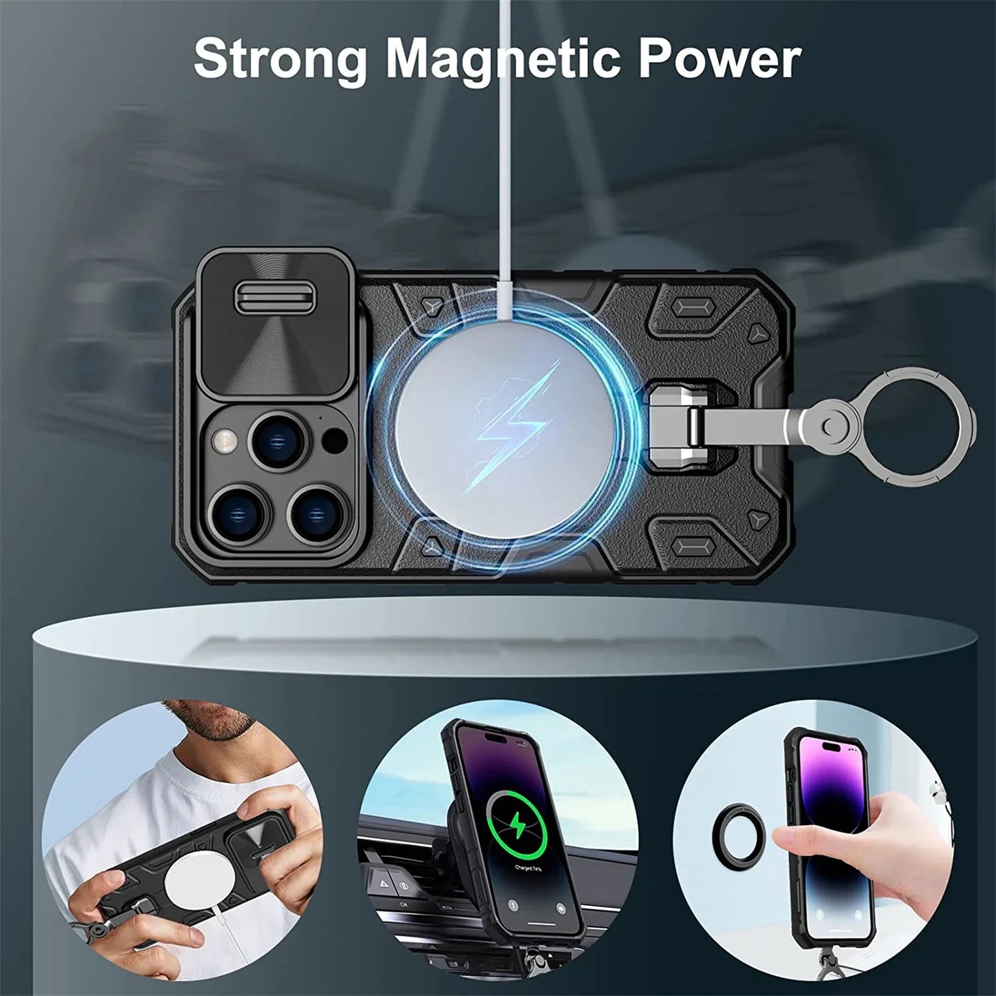 for iPhone 14 Pro Max Case For iPhone 14 Plus NILLKIN CamShield Armor Pro Magnetic Case Slide Camera Case With Ring Kickstand