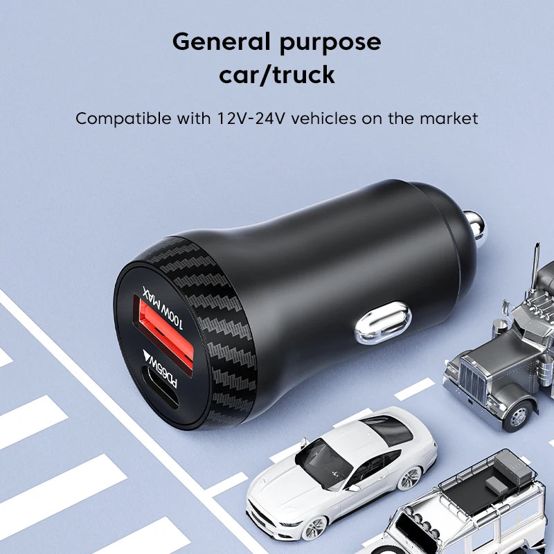 Olaf Mini PD 65W USB C Car Charger Fast Charging Car Fast Charger 100W Dual Port Multifunction Adapter for iPhone Samsung Xiaomi