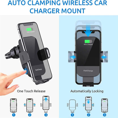 Dashboard car mobile phone wireless charging holder 15W fast charging suitable for iphone Android Huawei