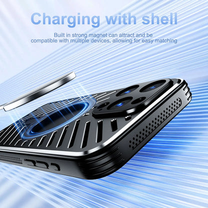 shockproof Heat sink phone case metal Stand magnetic suction mobile phone case for iphone 13 14 15 16 cover