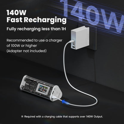 SHARGE Power Bank 24000mAh 170W Output Fast Charge with IPS Smart Screen Display IP66 Waterproof for MacBook Tablet iPhone 15pro