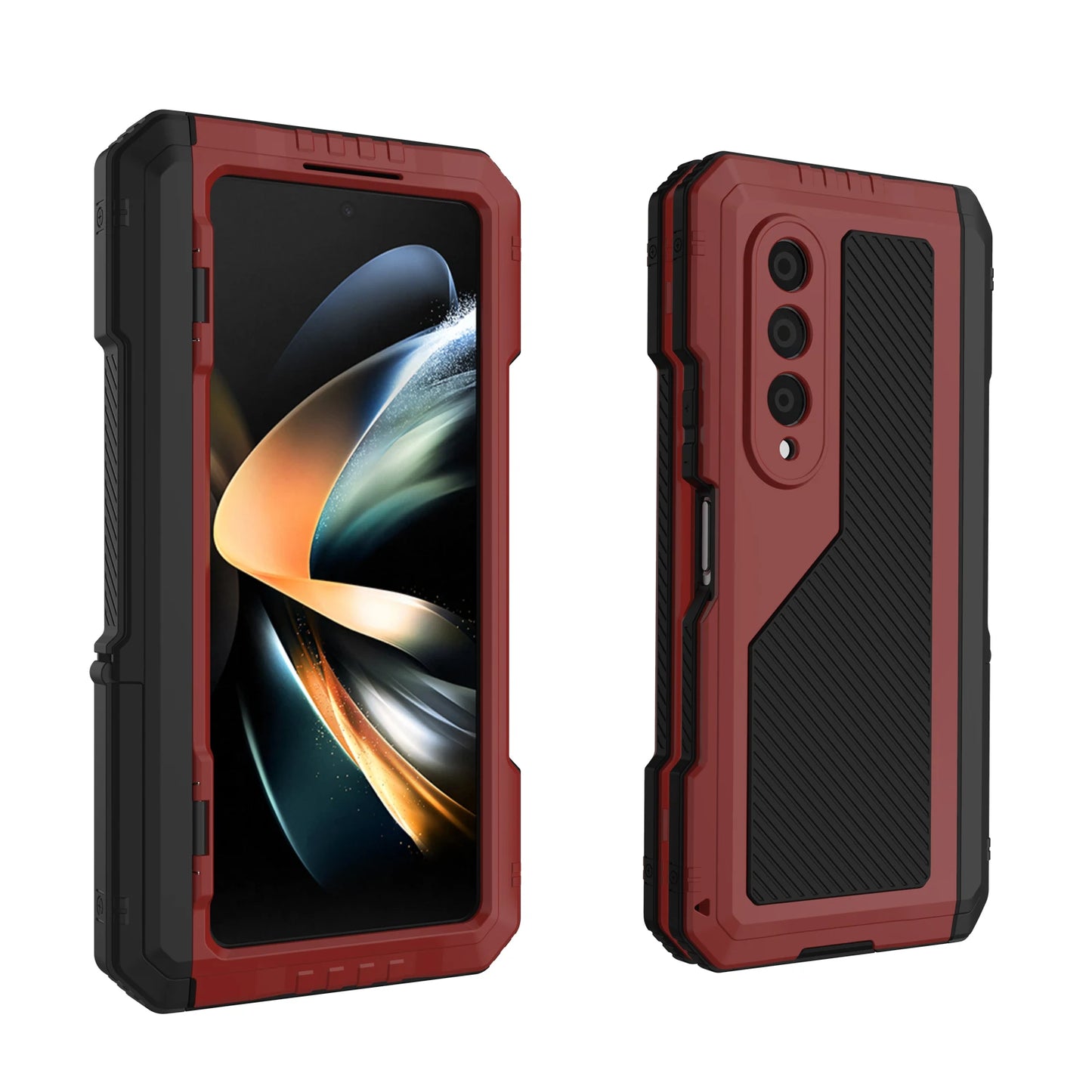 for Samsung Galaxy Z Fold 4 Metal Case with Kickstand, 3 Layers Full Body Protective Shockproof Aluminium Cover for Z Fold 4