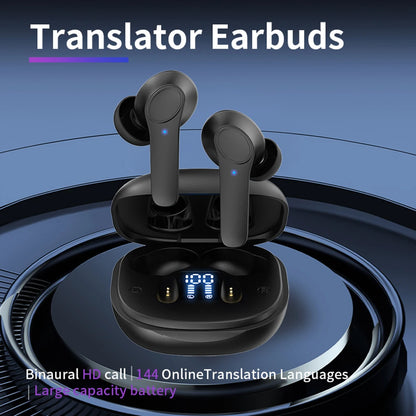 144 Languages Real Time Translator Earbuds 4 Translation Mode Wireless BT Translation Earphones Noise Cancelling IPX6 Waterproof